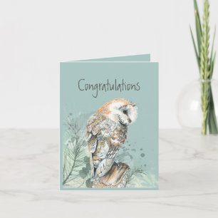 Waterverf Barn Owl Bird Gefeliciteerd Kaart