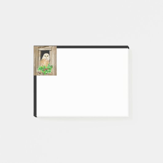 Waterverf Barn Owl Bird in Window Kerstmis Post-it® Notes (Voorkant)
