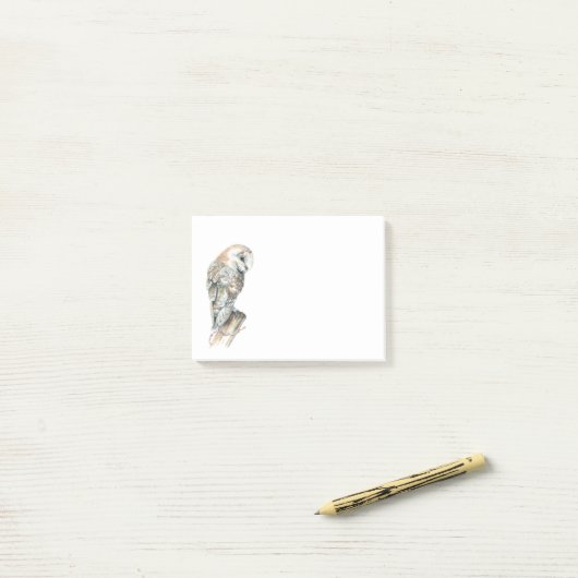 Waterverf Barn Owl Bird Natuur Art Post-it® Notes (Op bureau)