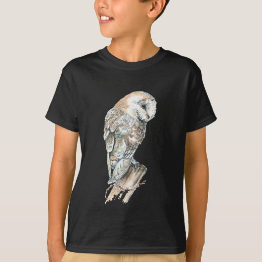 Waterverf Barn Owl Bird Natuur Art T-shirt (Voorkant)