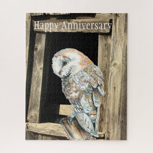 Waterverf Barn Owl Bird Natuur Jubileum Legpuzzel (Verticaal)
