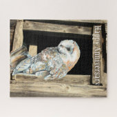 Waterverf Barn Owl Bird Natuur Jubileum Legpuzzel (Horizontaal)
