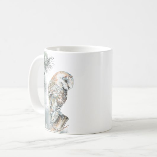 Waterverf Barn Owl Bird Natuur Wildlife Art Koffiemok (Voorkant links)
