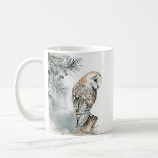 Waterverf Barn Owl Bird Natuur Wildlife Art Koffiemok (Links)