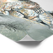 Waterverf Barn Owl Bird Natuur Wildlife Art Poster (Hoek)