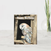 Waterverf Barn Owl Bird Natuur Wildlife Birthday Feestdagen Kaart (Voorkant)