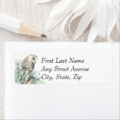 Waterverf Barn Owl Bird Wildlife Natuur Art Etiket (Insitu)