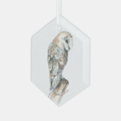Waterverf Barn Owl Bird Wildlife Natuur Art Glas Ornament (Voorkant links)