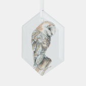 Waterverf Barn Owl Bird Wildlife Natuur Art Glas Ornament (Voorkant links)