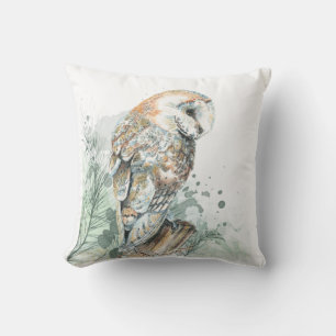 Waterverf Barn Owl Bird Wildlife Natuur Art Hoo Kussen
