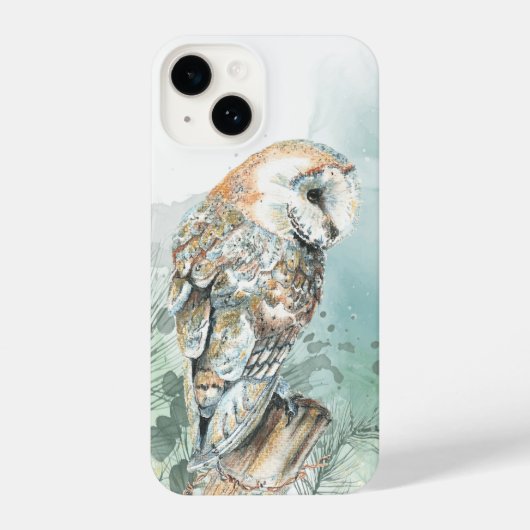 Waterverf Barn Owl Bird Wildlife Natuur Art iPhone Hoesje (Achterkant)