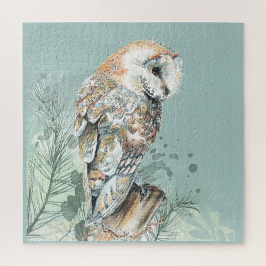 Waterverf Barn Owl Bird Wildlife Natuur Art Legpuzzel (Verticaal)