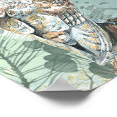 Waterverf Barn Owl Bird Wildlife Natuur Art Poster (Hoek)