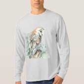 Waterverf Barn Owl Bird Wildlife Natuur Art T-S T-shirt (Voorkant)