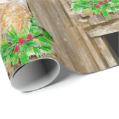 Waterverf Barn Owl in Window Bird KerstArt Cadeaupapier (Rol Hoek)