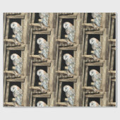 Waterverf Barn Owl in Window Bird Natuur Art Cadeaupapier (Vlak)