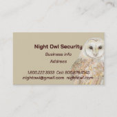 Waterverf Barn Owl Security Night Owl Visitekaartje (Voorkant)