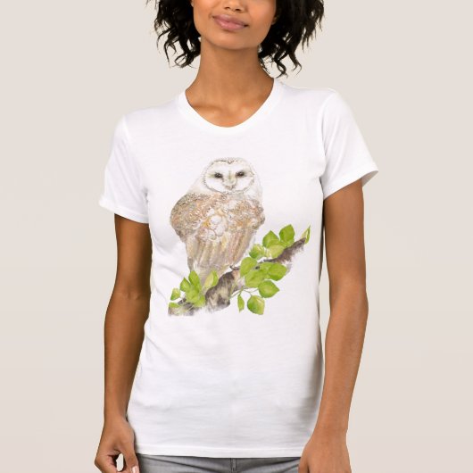 Waterverf Barn Owl T-shirt (Voorkant)