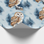 Waterverf Barn Owl Winter Sneeuwvlokken Cadeaupapier (Hoek)