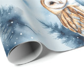 Waterverf Barn Owl Winter Sneeuwvlokken Cadeaupapier (Rol Hoek)