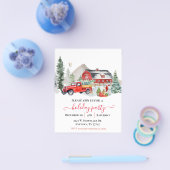 Waterverf Barn Truck Rustic Kerstparty Flyer (Enkel)