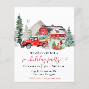 Waterverf Barn Truck Rustic Kerstparty Flyer