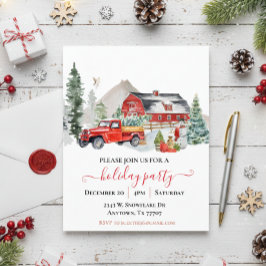 Waterverf Barn Truck Rustic Kerstparty Flyer
