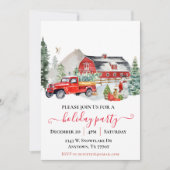 Waterverf Barn Truck Rustic Kerstparty Kaart (Voorkant)