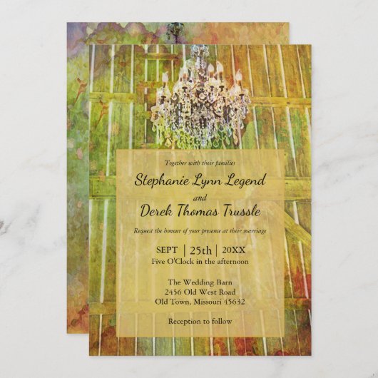 Waterverf Barn Wedding Kaart (Voorkant / Achterkant)