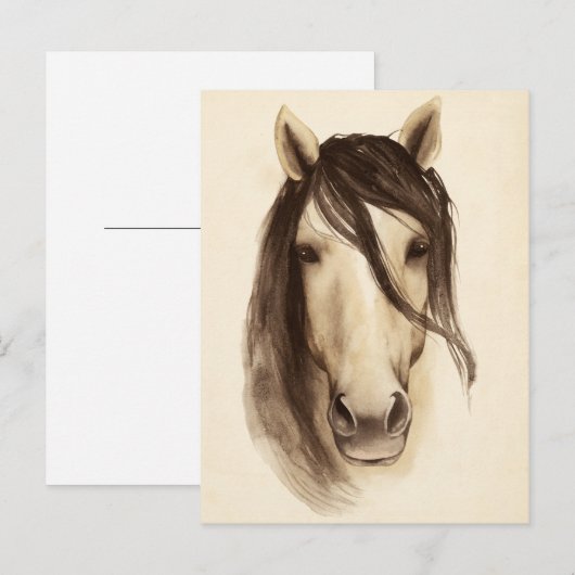 Waterverf Barndieren | Paarden Briefkaart (Voorkant / Achterkant)