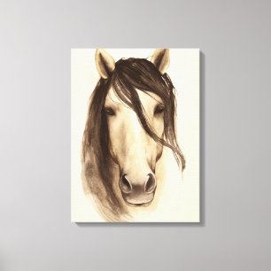 Waterverf Barndieren   Paarden Canvas Afdruk