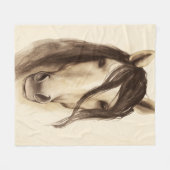 Waterverf Barndieren | Paarden Fleece Deken (Voorkant (Horizontaal))
