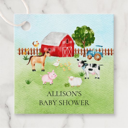 Waterverf Barnyard Dieren Baby shower Favor Bedankjes Labels (Voorkant)