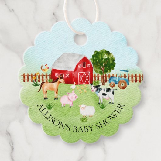 Waterverf Barnyard Dieren Baby shower Favor Bedankjes Labels (Voorkant)