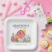 Waterverf Barnyard Dieren Kinder Boerderij Verjaar Papieren Bordje (Feest)