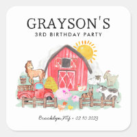 Waterverf Barnyard Dieren Kinder Boerderij Verjaar