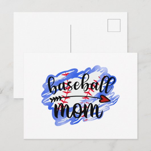 Waterverf Baseball Baseball Mam Briefkaart (Voorkant / Achterkant)