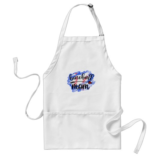 Waterverf Baseball Baseball Mam Standaard Schort (Voorkant)