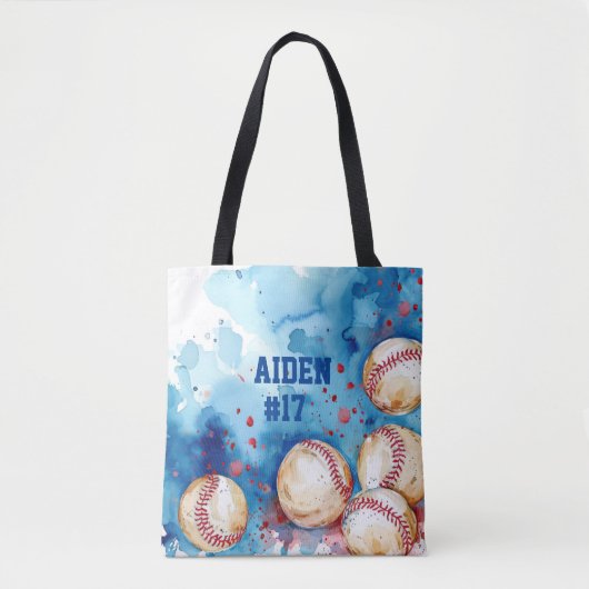 Waterverf Baseball Custom Name Tote Bag (Voorkant)