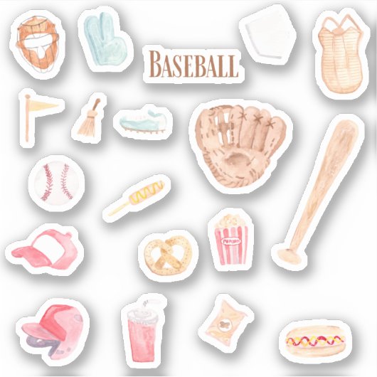 Waterverf Baseball stickers (Voorkant)