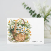 Waterverf Basket van Daisies Bereavement Dank u Bedankkaart (Staand voorkant)