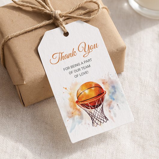 Waterverf Basketbal Baby shower Cadeaulabel