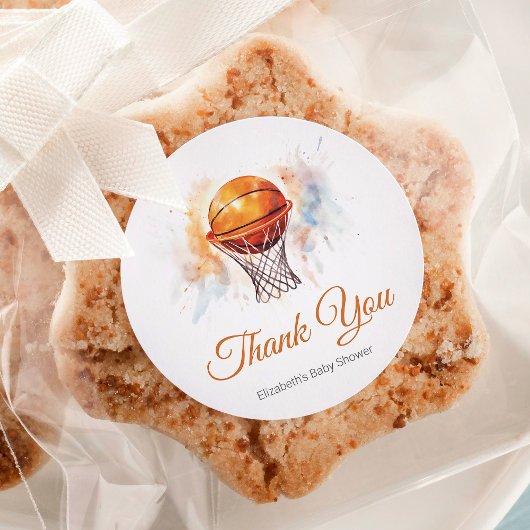Waterverf Basketbal Baby shower Ronde Sticker