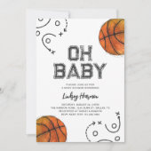 Waterverf Basketbal Baby shower Uitnodiging (Voorkant)