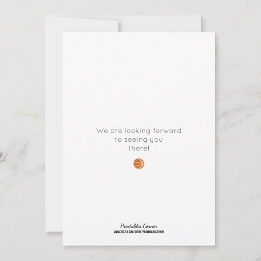 Waterverf Basketbal Baby shower Uitnodiging (Achterkant)