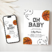 Waterverf Basketbal Baby shower Uitnodiging