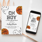 Waterverf Basketbal Baby shower Uitnodiging