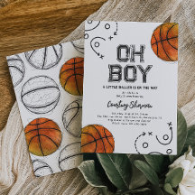 Waterverf Basketbal Baby shower Uitnodiging