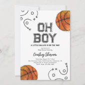Waterverf Basketbal Baby shower Uitnodiging (Voorkant)