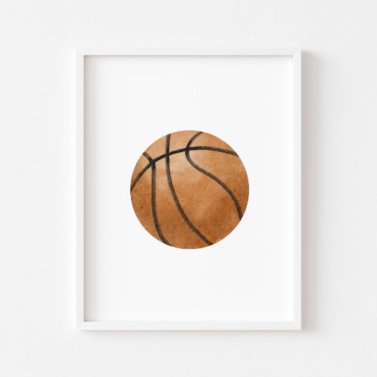 Waterverf  basketbal bal poster